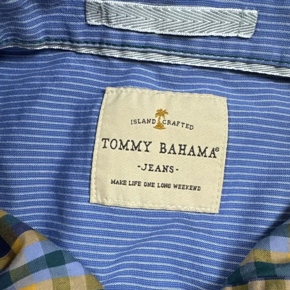 Tommy Bahama Long Sleeve‎ Colorful Button Up Shirt Small Cotton Plaid Men Adult